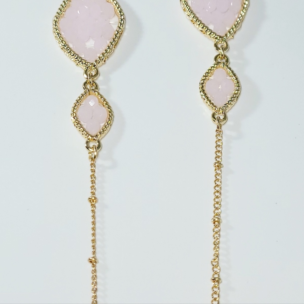 NWT-AMRITA SINGH-LIGHT PINK CRYSTALS AND GOLD NECKLACE - Picture 4 of 8